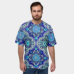 Футболка оверсайз мужская Сине - голубые узоры, цвет: 3D-принт — фото 2