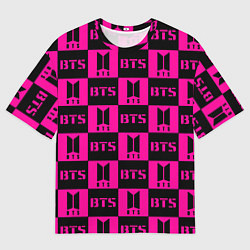 Футболка оверсайз мужская BTS pattern pink logo, цвет: 3D-принт
