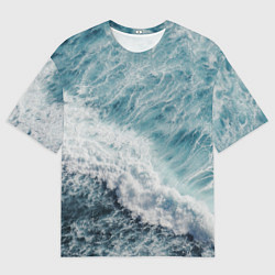 Мужская футболка оверсайз Морская бирюзовая волна