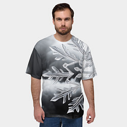 Футболка оверсайз мужская Чено-белая снежинка, цвет: 3D-принт — фото 2