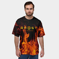 Футболка оверсайз мужская Ghost of Tsushima в огне, цвет: 3D-принт — фото 2