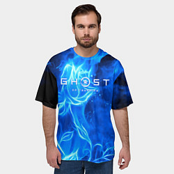 Футболка оверсайз мужская Ghost of Tsushima огненный цветок, цвет: 3D-принт — фото 2