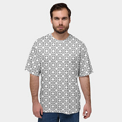 Футболка оверсайз мужская Черный геометрический узор на белом фоне, цвет: 3D-принт — фото 2