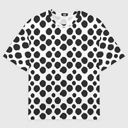 Мужская футболка оверсайз Гороховый тренд черный на белом фоне