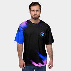 Футболка оверсайз мужская BMW неоновые краски спорт, цвет: 3D-принт — фото 2