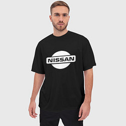 Футболка оверсайз мужская Nissan logo white, цвет: 3D-принт — фото 2