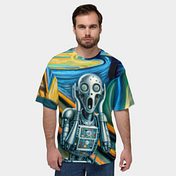 Футболка оверсайз мужская Робот кричит на картине Эдварда Мунка, цвет: 3D-принт — фото 2
