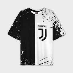 Футболка оверсайз мужская Juventus краски текстура спорт, цвет: 3D-принт