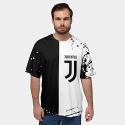 Футболка оверсайз мужская Juventus краски текстура спорт, цвет: 3D-принт — фото 2