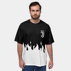 Футболка оверсайз мужская Juventus fire, цвет: 3D-принт — фото 2