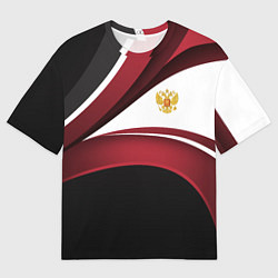 Мужская футболка оверсайз Униформа Россия - бордовая