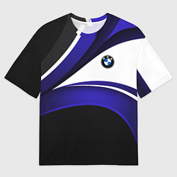 Мужская футболка оверсайз BMW Logotype - blue waves