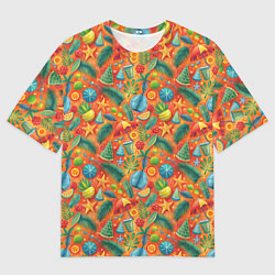 Мужская футболка оверсайз Летние каникулы микс из паттерна