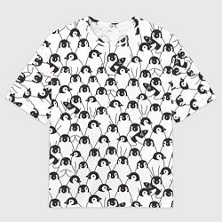 Мужская футболка оверсайз Узор с пингвинами
