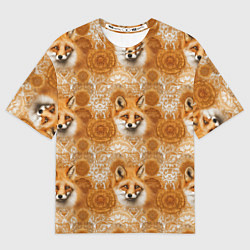 Мужская футболка оверсайз Лакшери паттерн с золотыми лисицами