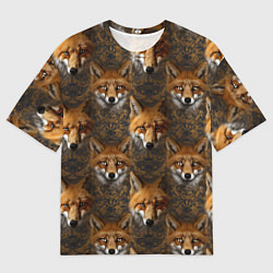 Мужская футболка оверсайз Лакшери паттерн с золотыми лисицами