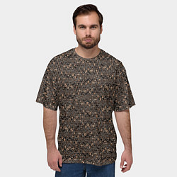 Футболка оверсайз мужская Тёмно-коричневый абстрактный узор, цвет: 3D-принт — фото 2