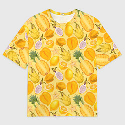 Футболка оверсайз мужская Экзотические фрукты узор, цвет: 3D-принт