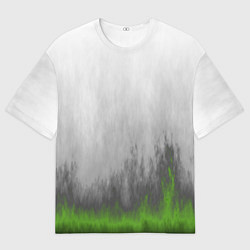 Мужская футболка оверсайз Абстрактное пламя зеленое