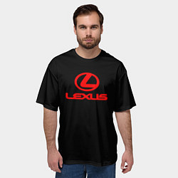Футболка оверсайз мужская Lexus red logo, цвет: 3D-принт — фото 2