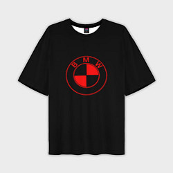 Футболка оверсайз мужская BMW red logo, цвет: 3D-принт