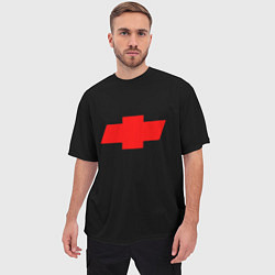 Футболка оверсайз мужская Chevrolet red logo, цвет: 3D-принт — фото 2