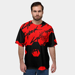 Футболка оверсайз мужская Cyberpunk 2077 кибер броня, цвет: 3D-принт — фото 2