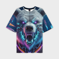 Футболка оверсайз мужская Cyber bear - neon glow, цвет: 3D-принт