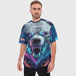 Футболка оверсайз мужская Cyber bear - neon glow, цвет: 3D-принт — фото 2
