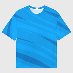 Мужская футболка оверсайз Насыщенный голубой полосами