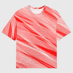 Мужская футболка оверсайз Полосатый красно-белый