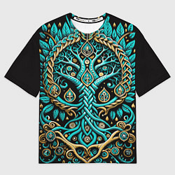 Футболка оверсайз мужская Древо жизни - сакральная славянская символика, цвет: 3D-принт