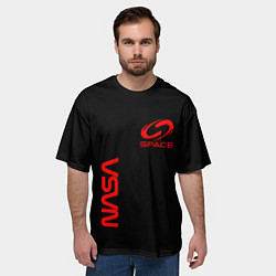 Футболка оверсайз мужская Nasa space red logo, цвет: 3D-принт — фото 2