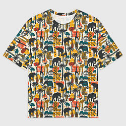 Мужская футболка оверсайз Африка паттерн пальмы животные