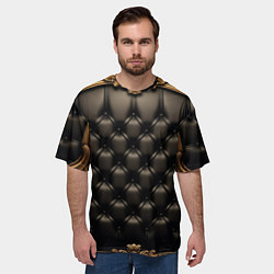 Футболка оверсайз мужская Лакшери текстура из натуральной кожи, цвет: 3D-принт — фото 2