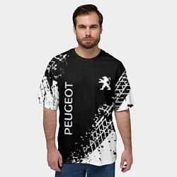 Футболка оверсайз мужская Пежо: следы от шин, цвет: 3D-принт — фото 2