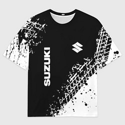 Футболка оверсайз мужская Сузуки: следы от шин, цвет: 3D-принт