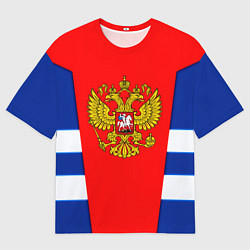 Футболка оверсайз мужская Россия герб спорт, цвет: 3D-принт