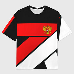 Мужская футболка оверсайз Россия герб спорт текстура