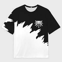 Мужская футболка оверсайз Ведьмак белое лого краски