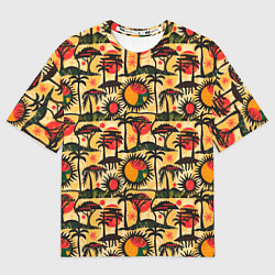 Мужская футболка оверсайз Африка солнце пальмы