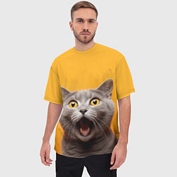 Футболка оверсайз мужская Удивленный кот, цвет: 3D-принт — фото 2