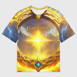 Мужская футболка оверсайз Elden Ring лого и волшебное золотое кольцо