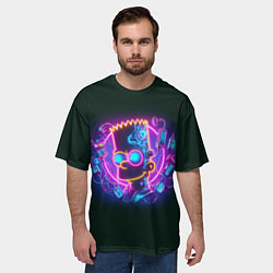 Футболка оверсайз мужская Neon Bart Simpson - cyberpunk fantasy, цвет: 3D-принт — фото 2