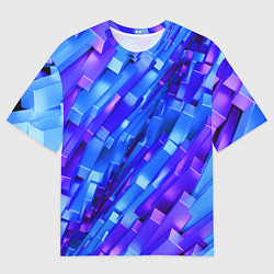 Мужская футболка оверсайз Сине-фиолетовые наклонные блоки