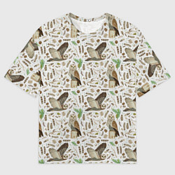 Мужская футболка оверсайз Совы и перья