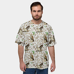Футболка оверсайз мужская Совы и перья, цвет: 3D-принт — фото 2