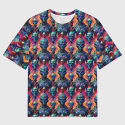 Мужская футболка оверсайз Паттерн из инопланетян