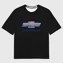 Футболка оверсайз мужская Chevrolet logo neon, цвет: 3D-принт