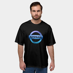 Футболка оверсайз мужская Nissan logo neon, цвет: 3D-принт — фото 2